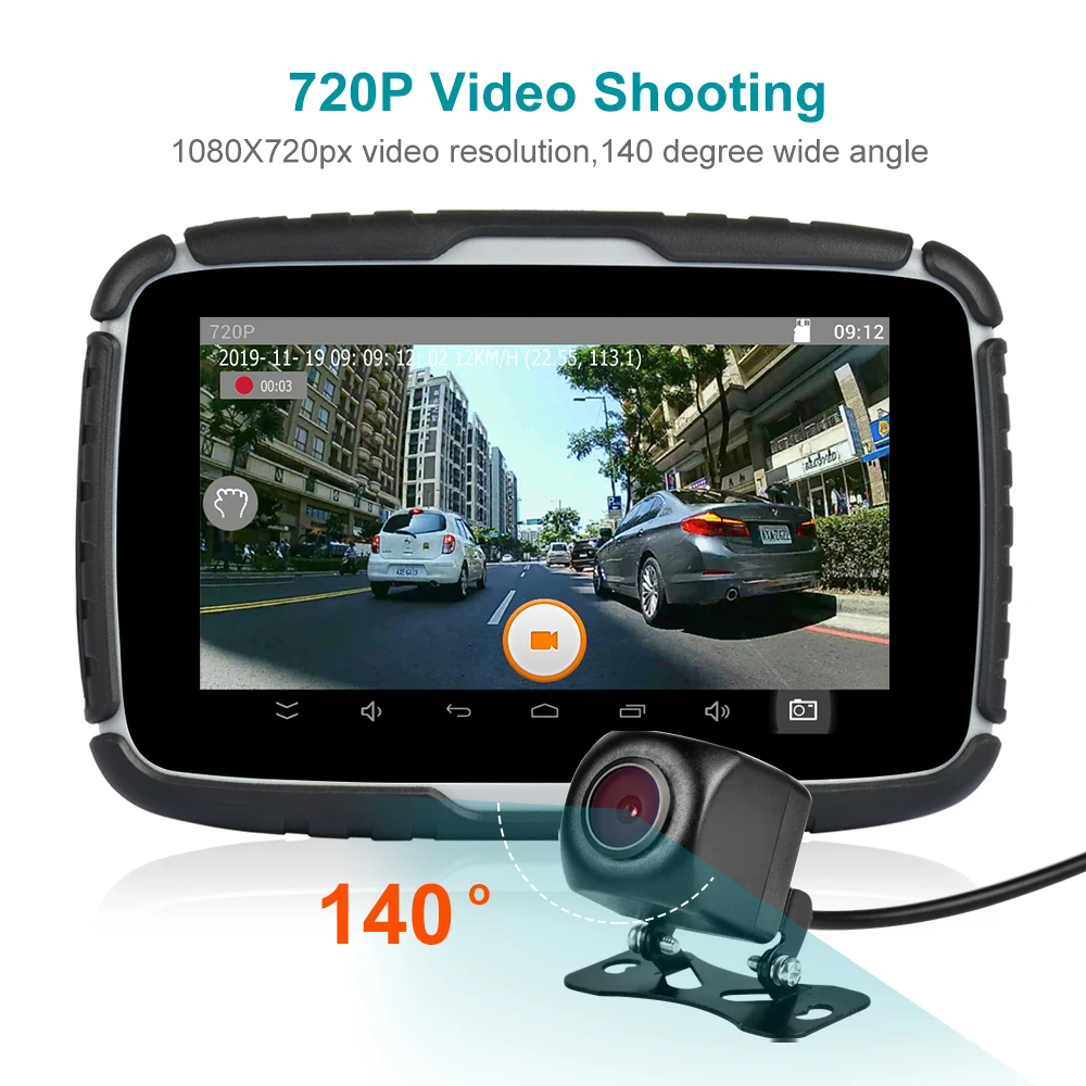 Navigation 720p Video Recorder Waterproof Bluetooth Gps Navi