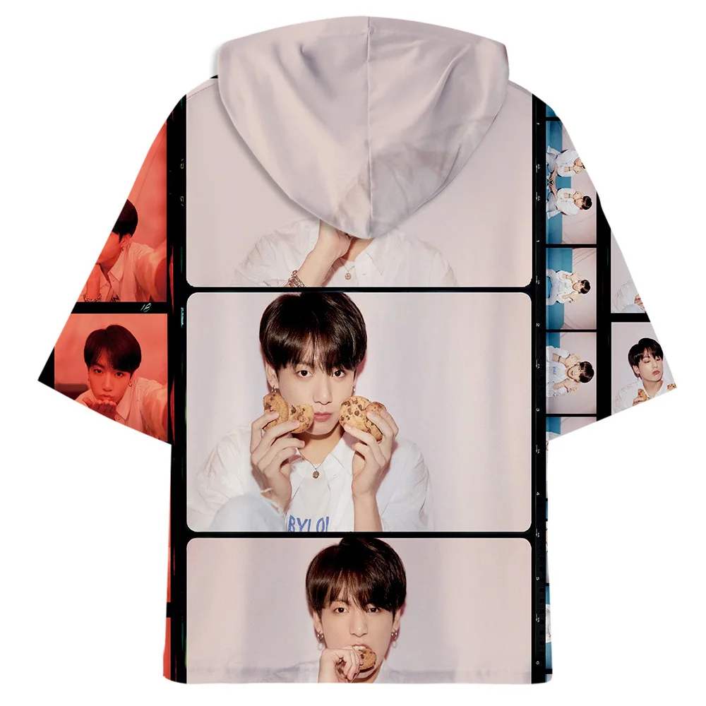 New Korean Fashion Kpop 3D Hooded Shirts Men/women Short Sleeve Loose Streetwear Hoodie Sweatshirts Pullover Tops K-pop Clothes | Женская