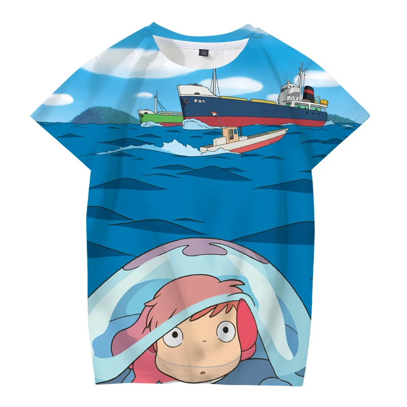 

Summer Leisure Ponyo Time Boys Girls T-shirt Boy Summer Short Sleeve Polyester Girl Cute Top 4 To14y Children's Tshirt 2021