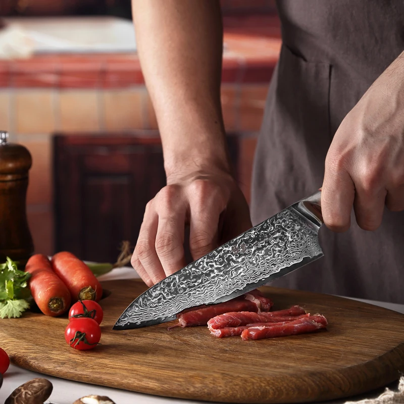 67-слоя стальной V gold 10 Дамасская сталь кухонные ножи 7 дюймов шеф-повара Тесак 60 HRC