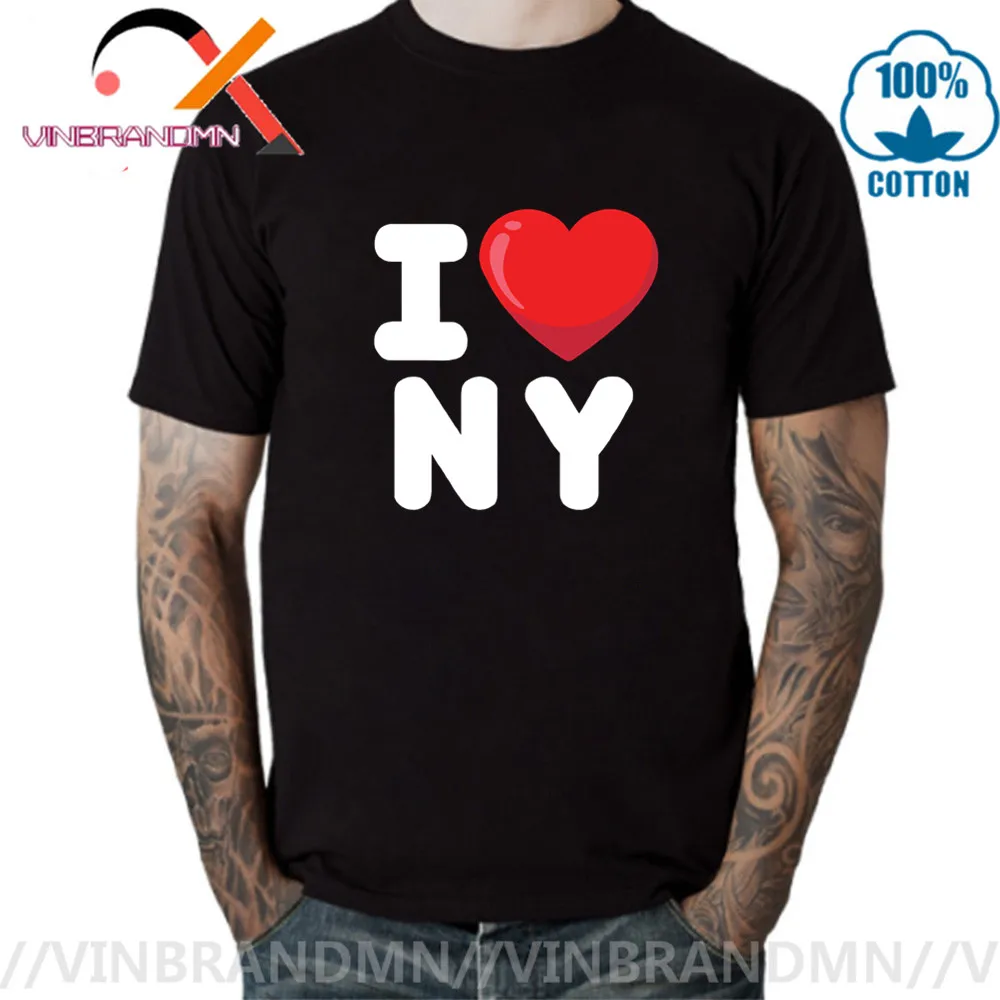Новые футболки для мужчин I Love NY New York с принтом сердца и коротким рукавом 2020