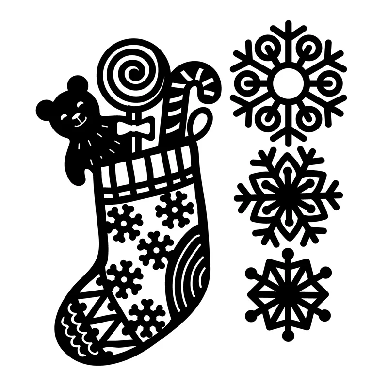 

YaMinSanNiO Metal Cutting Dies Christmas Sock Snowflake Stencils for Scrapbooking DIY Photo Album Paper Card Embossing Craft New
