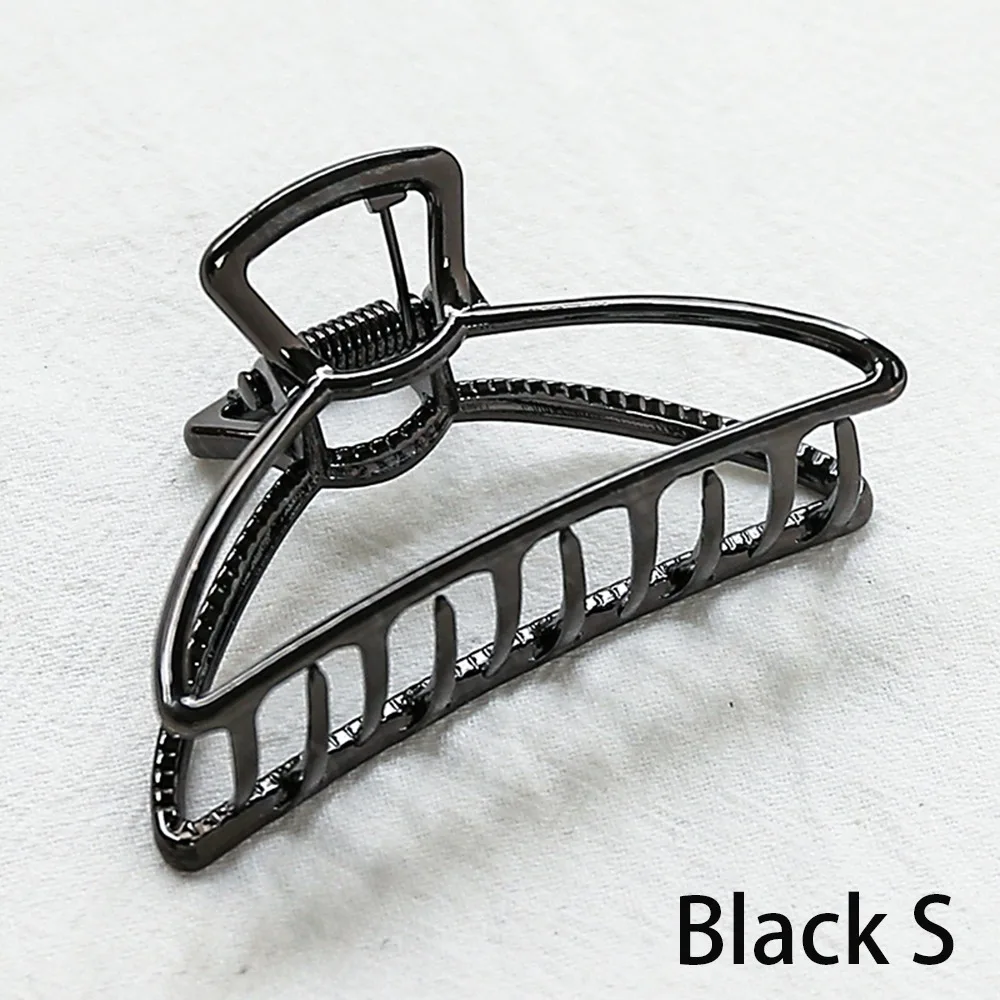 Black L 1 шт. мини женский геометрический коготь для волос, Одноцветный Краб для волос, Ретро стиль, Форма Луны, большой размер, шпилька, аксессуары для волос для девочек - Цвет: Black L