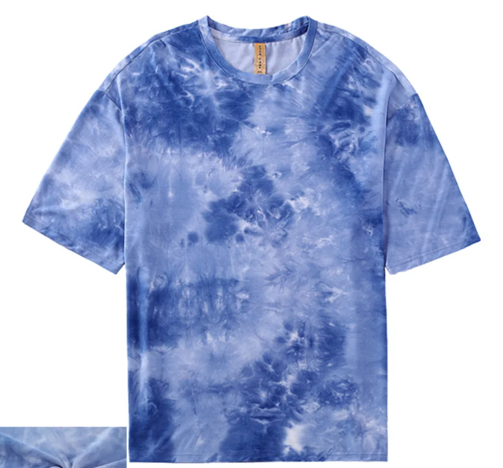 Футболка мужская окрашенная в завязку модная рубашка с круглым вырезом