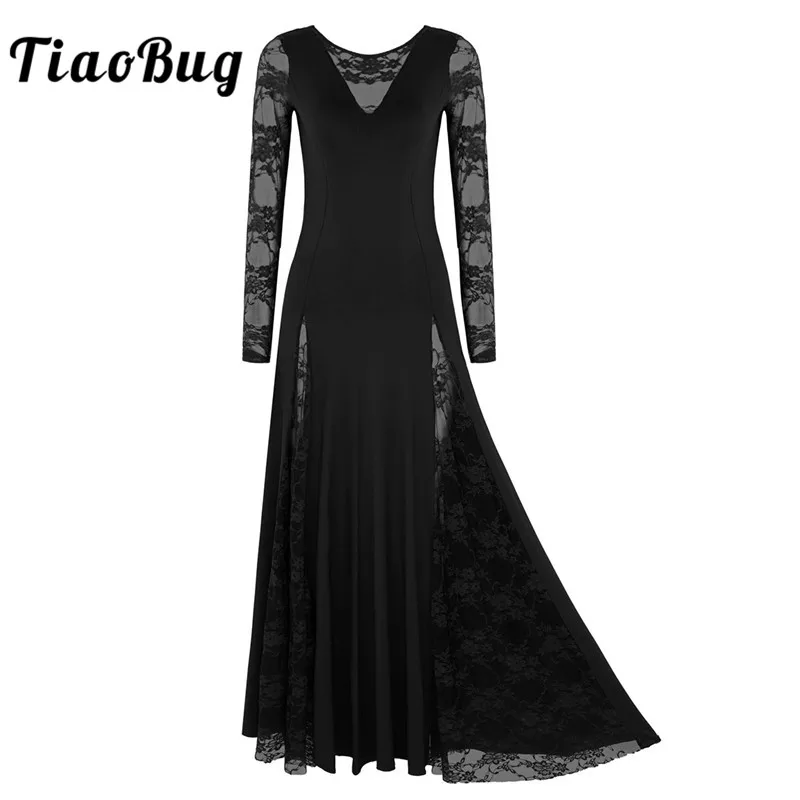 Женское кружевное платье TiaoBug с длинным рукавом для выпускного бального вечера