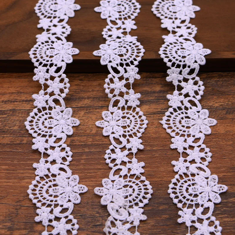 3.5 cm wide white Water soluble milk silk ribbon hollow lace trim fabric for Sewing Bridal Wedding dress Crafts
