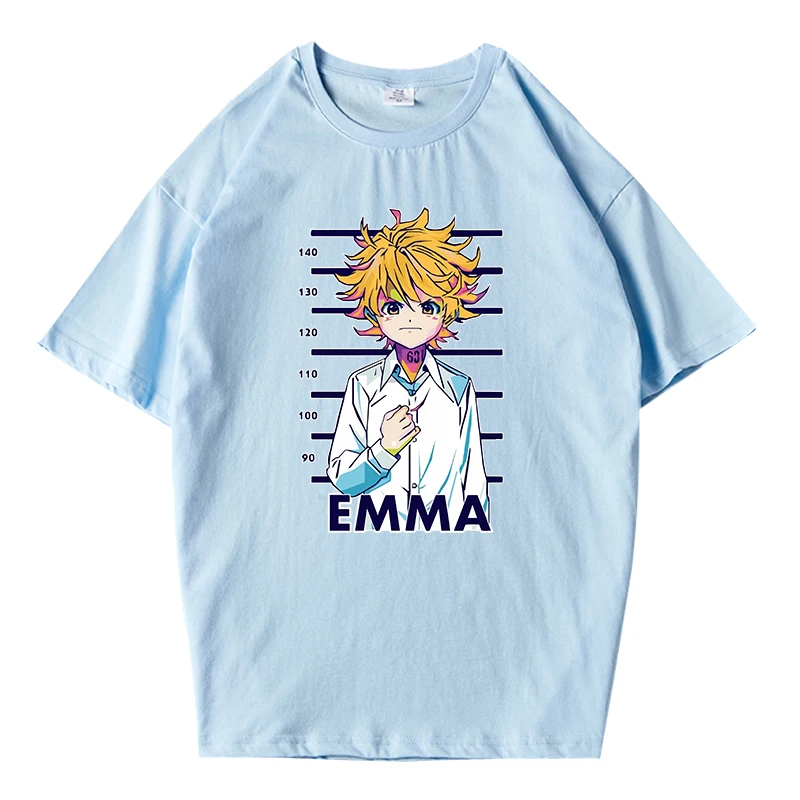 

Summer 100% Cotton Men T-Shirt The Promised Neverland Cartoon Graphics Hipster Unisex Sport Oversized Soft Tops
