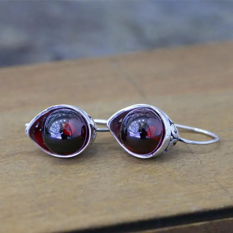 925 Висячие серьги из серебра пробы для женщин винтажные Полые Цветы резьба