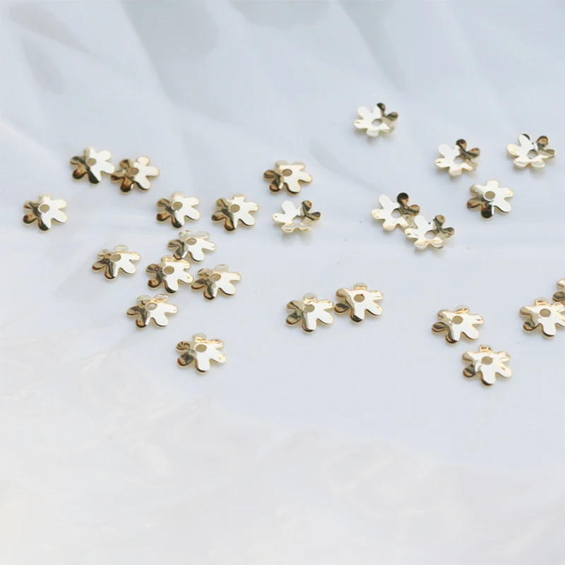 

Vacuum plating gold copper little flower Beads cap gold flower beads hat for making jewelry accessories 6mm 30pcs