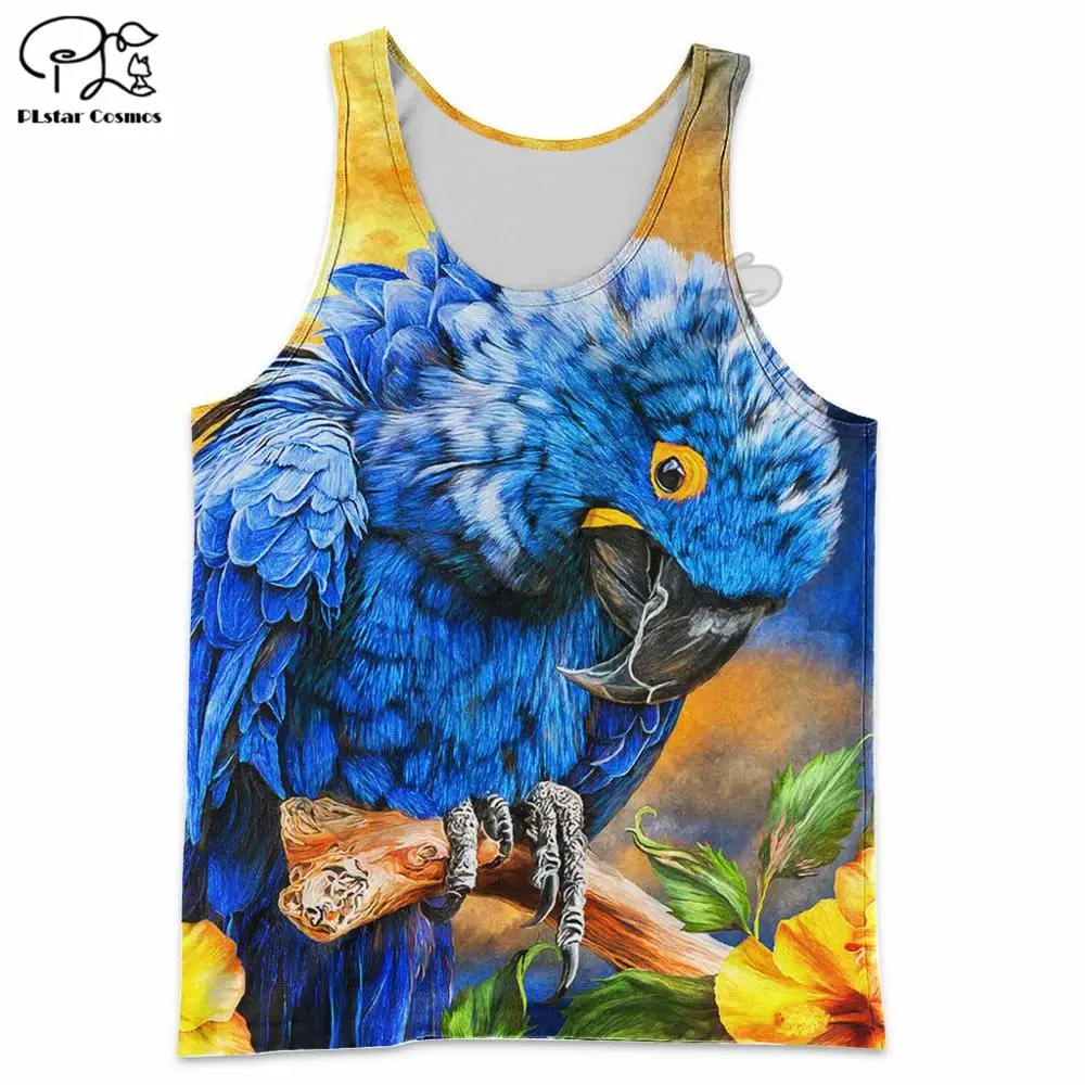 

PLstar Cosmos 3D Printed Fashion Animal Macaw Parrot Men's Tank Harajuku Tops Vest Summer Undershirt Shirt Streetwear Style-3