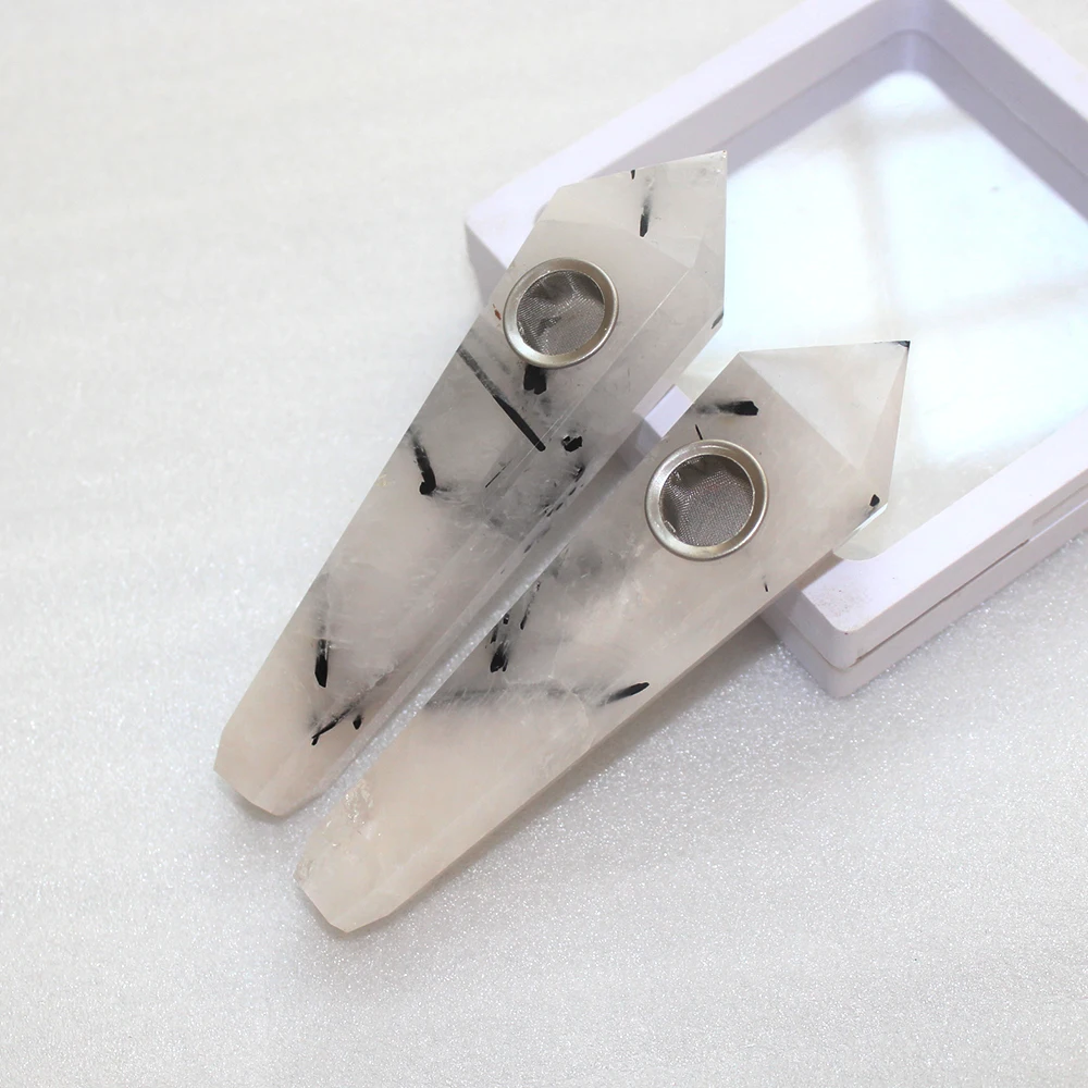 Runyangshi 1 шт. натуральные черные волосы кварцевый струйный камень кристальная