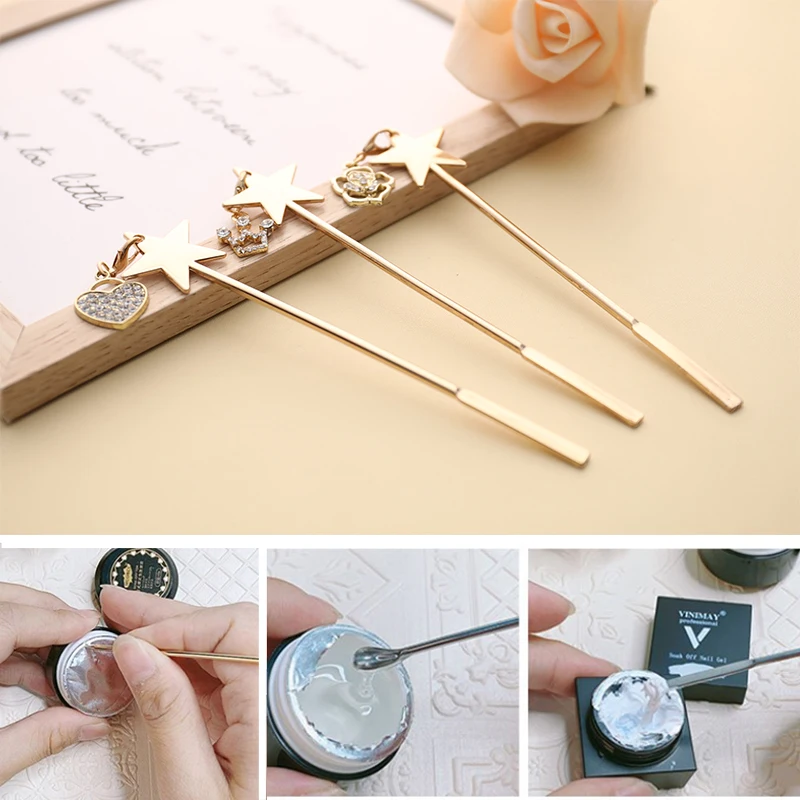 

Nail Art Gel Polish Stirring Rod Tools Stainless Steel Acrylic Powder Liquid UV Gel Spoon Pin Star Dotting Embossed Pen Manicure