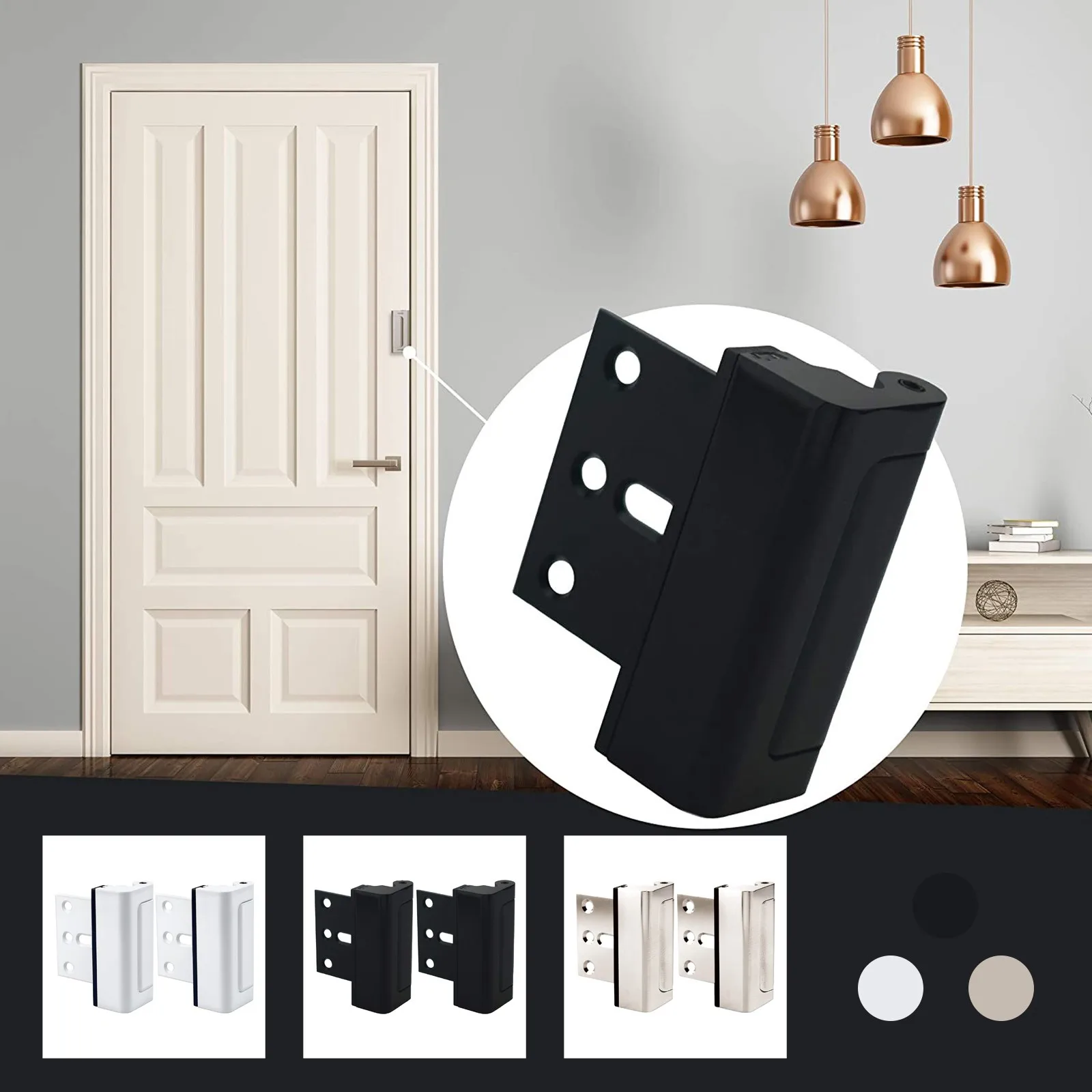 

2pc Door ultra-strong aircraft-grade aluminum Lock for Extra Home Security & Protection Aluminum Construction Quick installation