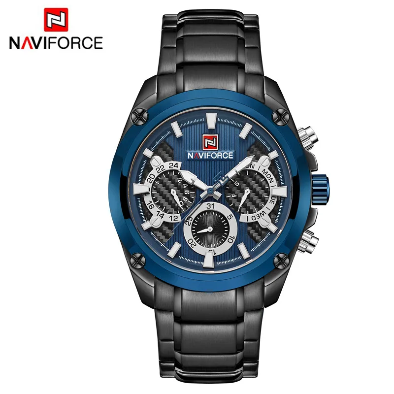 NAVIFORCE мужские наручные часы модные спортивные мужские часы лучший бренд класса люкс военные армейские деловые кварцевые мужские часы из нержавеющей стали 9113 - Цвет: NA911303 without box