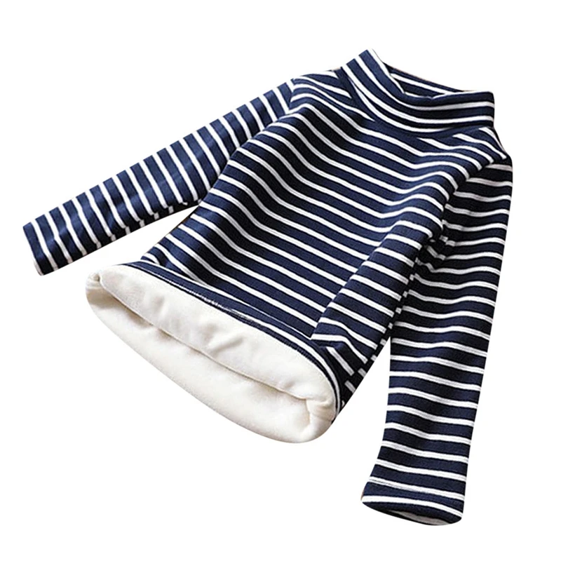 Осенне зимняя теплая флисовая рубашка в полоску с высоким воротником|Тройники| |