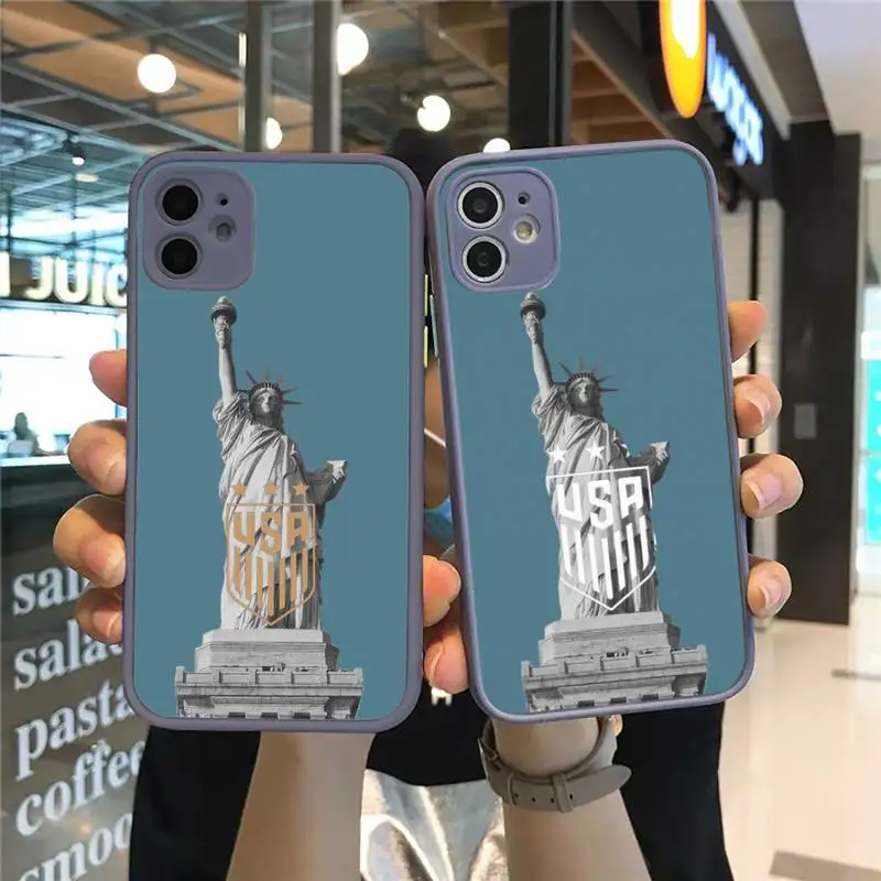 

design fashion America USA Flag Phone Case Matte Transparent for iPhone 7 8 11 12 s mini pro X XS XR MAX Plus cover funda