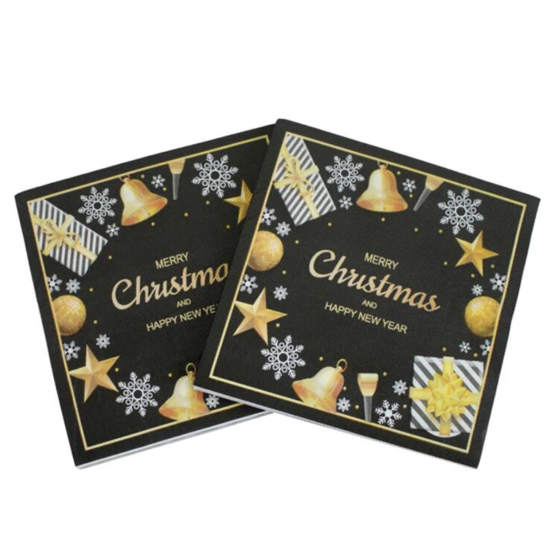 

20Pcs/Bag Christmas Napkins Merry Christmas Decoration Paper Napkins For New Year Christmas Party Home Ornament Table Decor
