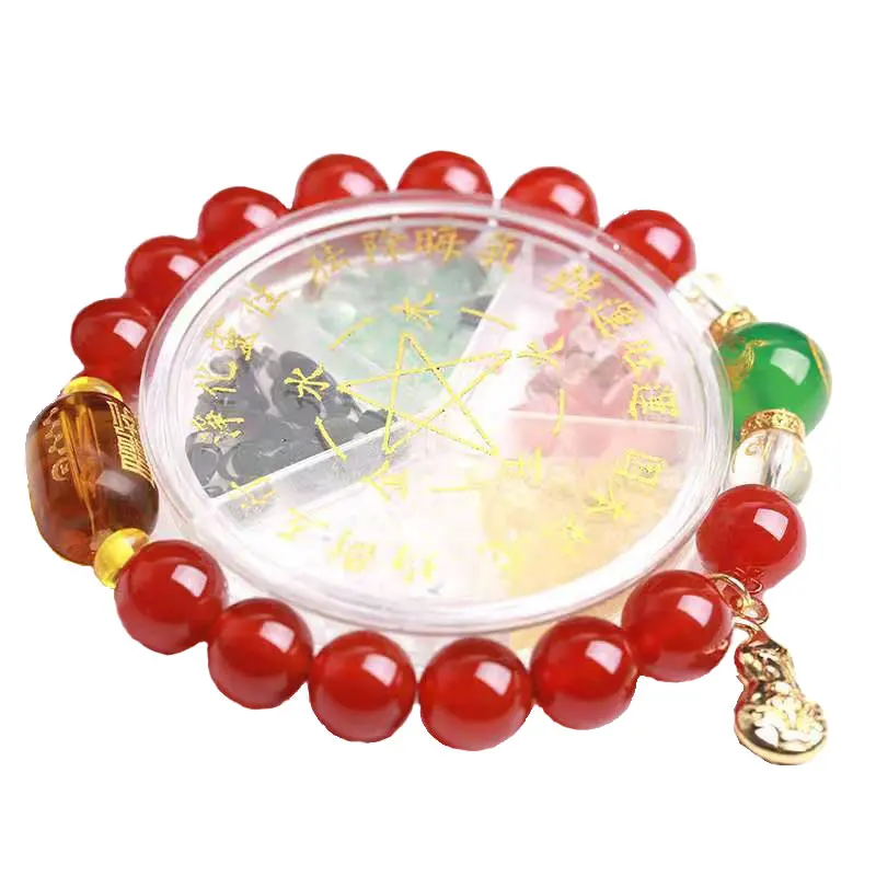 

Fengshui 2020 Huatai sui Bracelet Good Luck bead Gemstone Bracelet The Five Elements crystal Chinese copper coins Home Decor