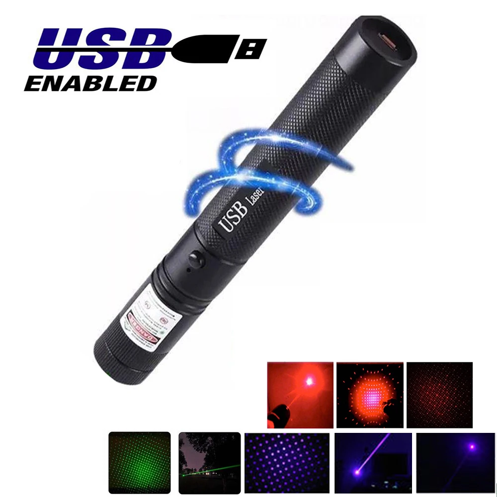 

Green Laser Sight Laser USB Charge 303 Laser Pointer Light 532nm 5mw High Power Device Lazer laser Pen Burning