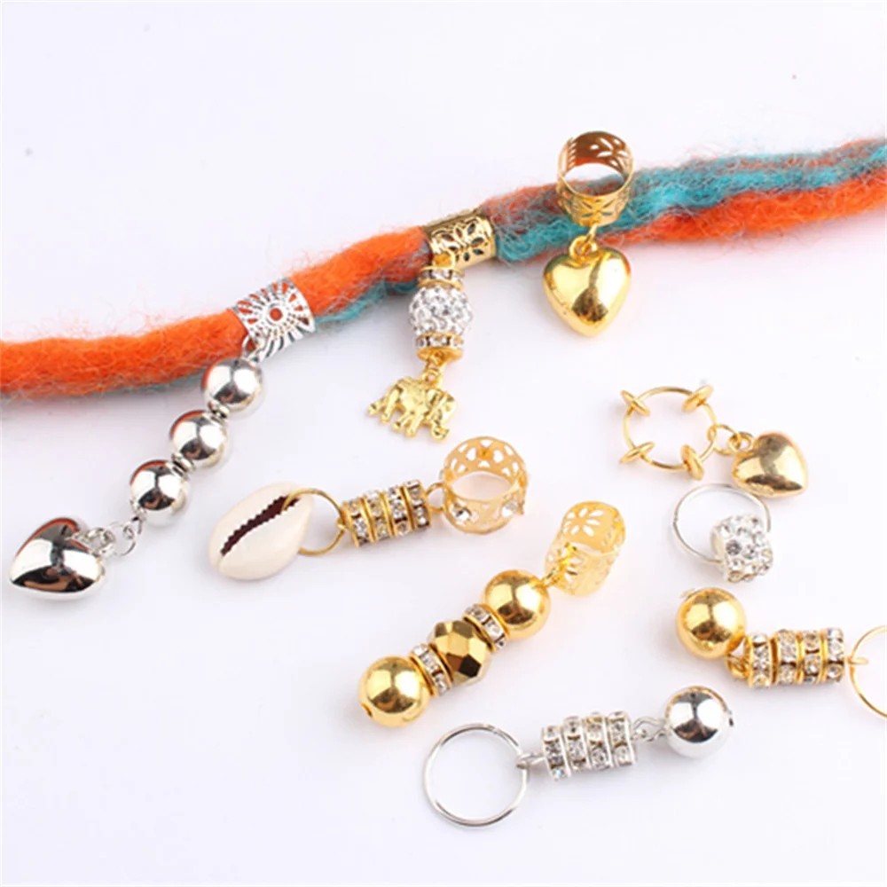 

5pcs Silver Gold Hair Braid Dreadlocks Bead Hair Ring Cuffs Dread Tube Charm Dreadlock Braid Extension Styling Tools Accessories