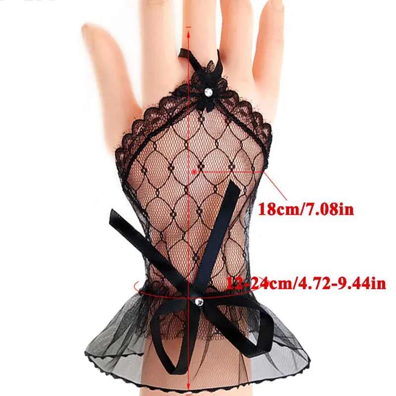 

Women Arm Sleeves Net Yarn Solid Color Simple Short Paragraph Clothing Accessories Gloves Lace Ladies Sweet Bow Sleeves