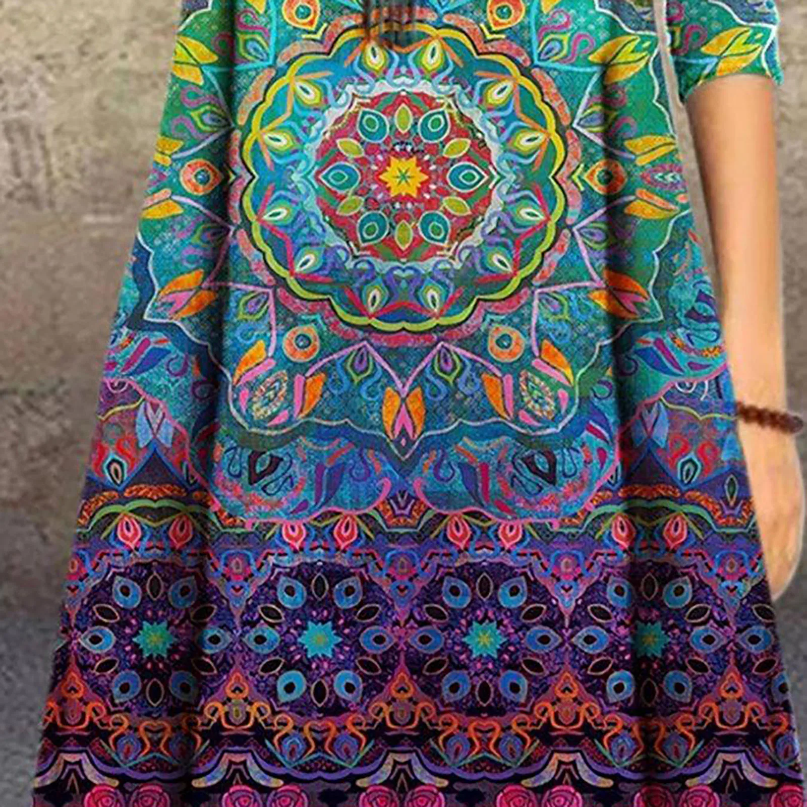 

New 2021 Women Dress Fashion Positioning Printed Long Sleeve Midi Dress Ladies Summer Beach Dresses high quality