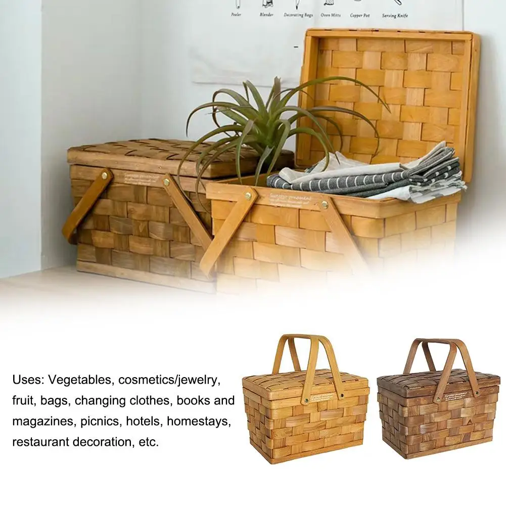 Ручная деревянная корзина коробка для хранения фруктов из ротанга закусок чая с