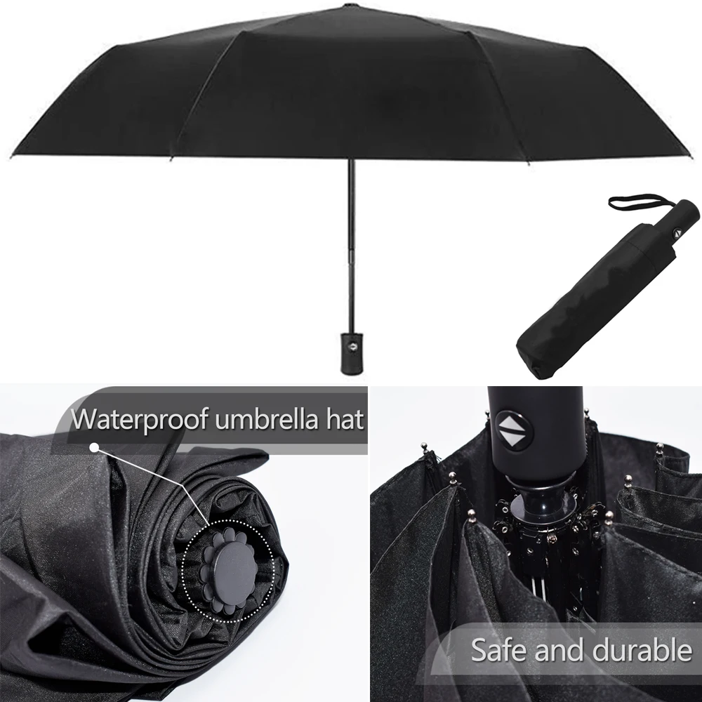 Черный Автоматический Портативный Зонт с эмблемой зонтик покрытием