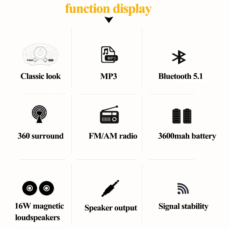

Solid wooden Bluetooth 5.1Speakers Bass Stereo Music Player Subwoofer FM AM radio support TF card Sound Box for home