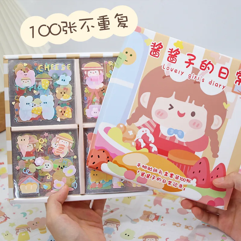100 листов Kawaii декоративные наклейки в коробках для ежедневника DIY планировщик