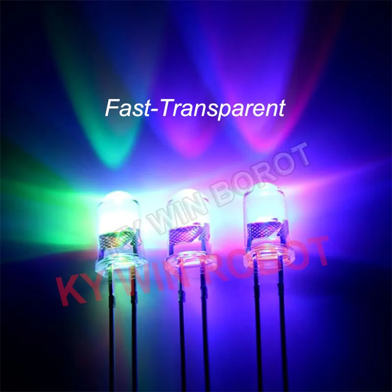 50 шт./лот F5 5 мм Быстрый/Медленный RGB мигание красный зеленый синий Радужный