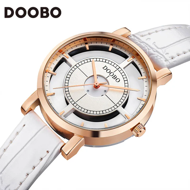 DOOBO часы топ новые роскошные из розового золота женские прозрачные модные Montre Femme