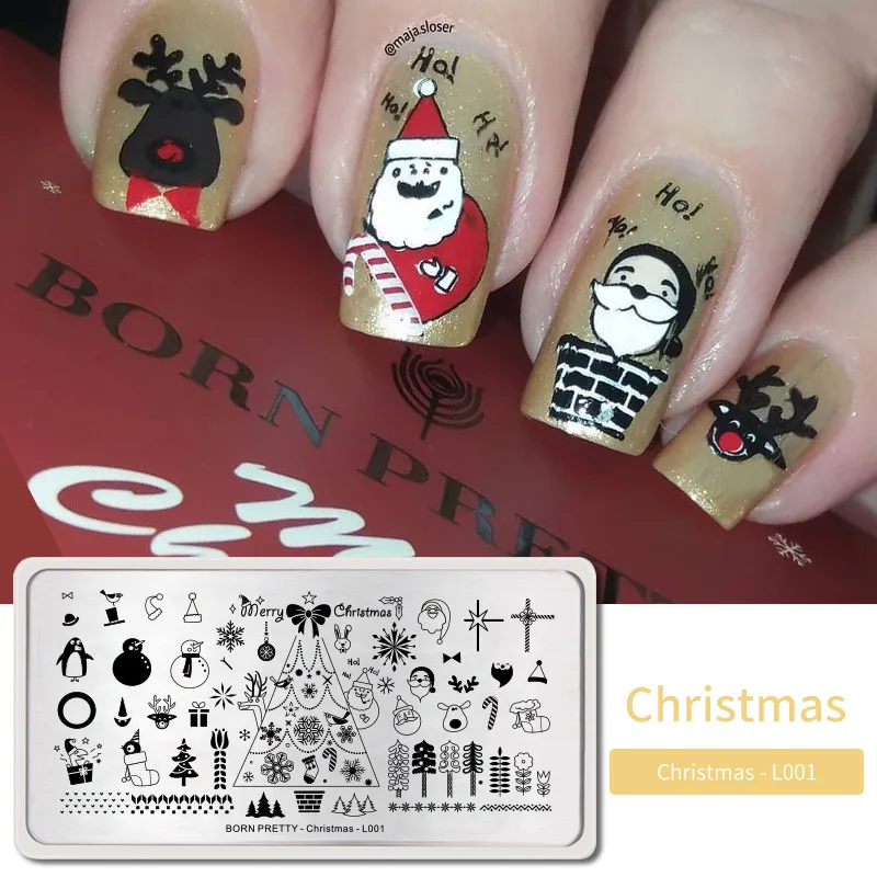 Christmas Day5 BORN PRETTY дизайн ногтей штамп штамповка шаблон цветок геометрии любовь DIY маникюр изображение пластины из нержавеющей стали дизайн ногтей трафарет - Цвет: Christmas Day5