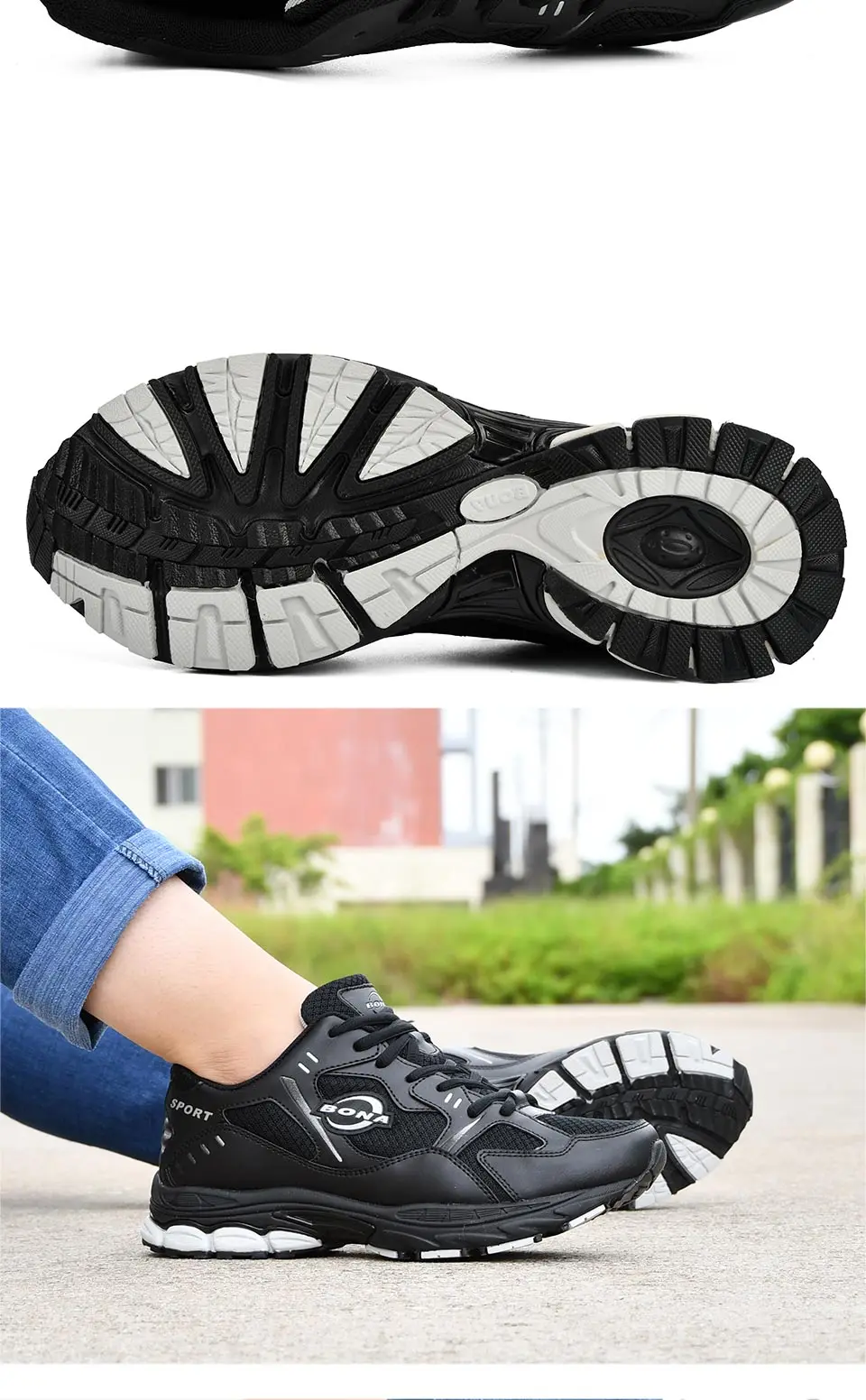 BONA Brand Sneakers Mesh Breathable Men Running Shoes Classical Fashion Outdoor Sport Shoes Male Low Tops Jogging Shoes