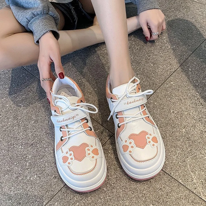 

2021 cute lolita Sneakers Women Breathble Vulcanized Shoes Woman Pu Leather Women Casual Shoes Dames Sneakers Tenis Feminino