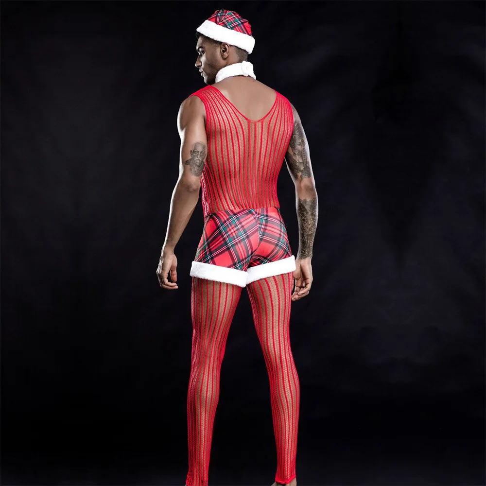 Мужские подтяжки борцовка боди Рождество праздник комбинезон ролевое нижнее