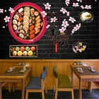 Обои для суши, ресторана, Сакура, промышленный декор, снэк-бар, черный фон, обои 3d