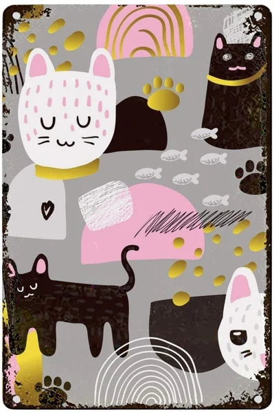 

Souwo Cute Cats Childish Tin Sign Bar Pub Garage Diner Cafe Home Wall Ornament