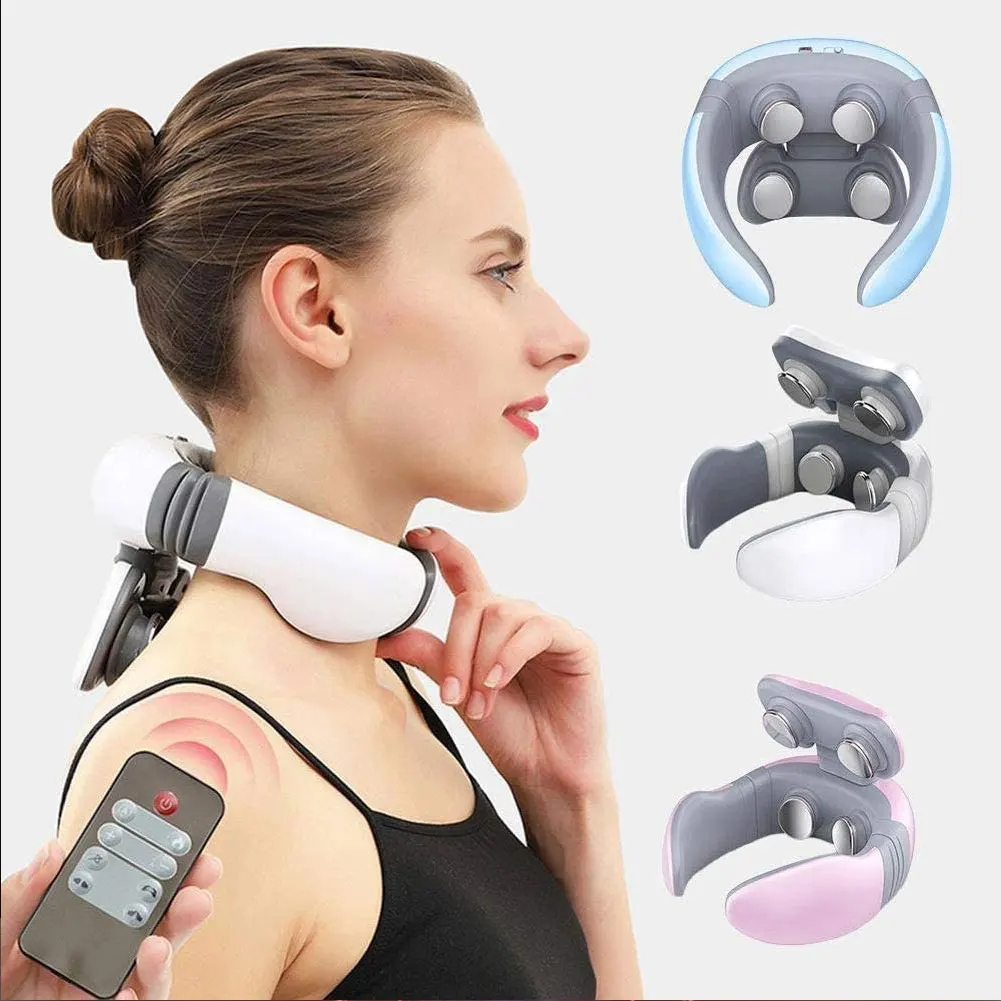 

Smart 4D 6 Modes Electric Neck Massager Pulse Back Power Far Infrared Neck Massage Pro Pain Relief Tool With Remote Control