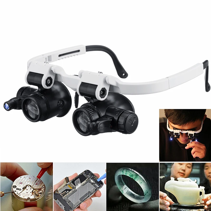 Увеличительные очки 8X/15/23X светодиодная лампа с креплением на голову для ремонта