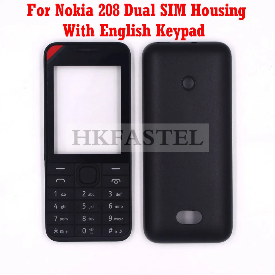Housing English Чехол для мобильного телефона Nokia 208 с двумя sim-картами+ клавиатура Engilish/русский/иврит - Цвет: Housing English