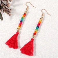 2021 bohemian color rice beads tassel earrings new long style simple temperament personality ethnic style earrings