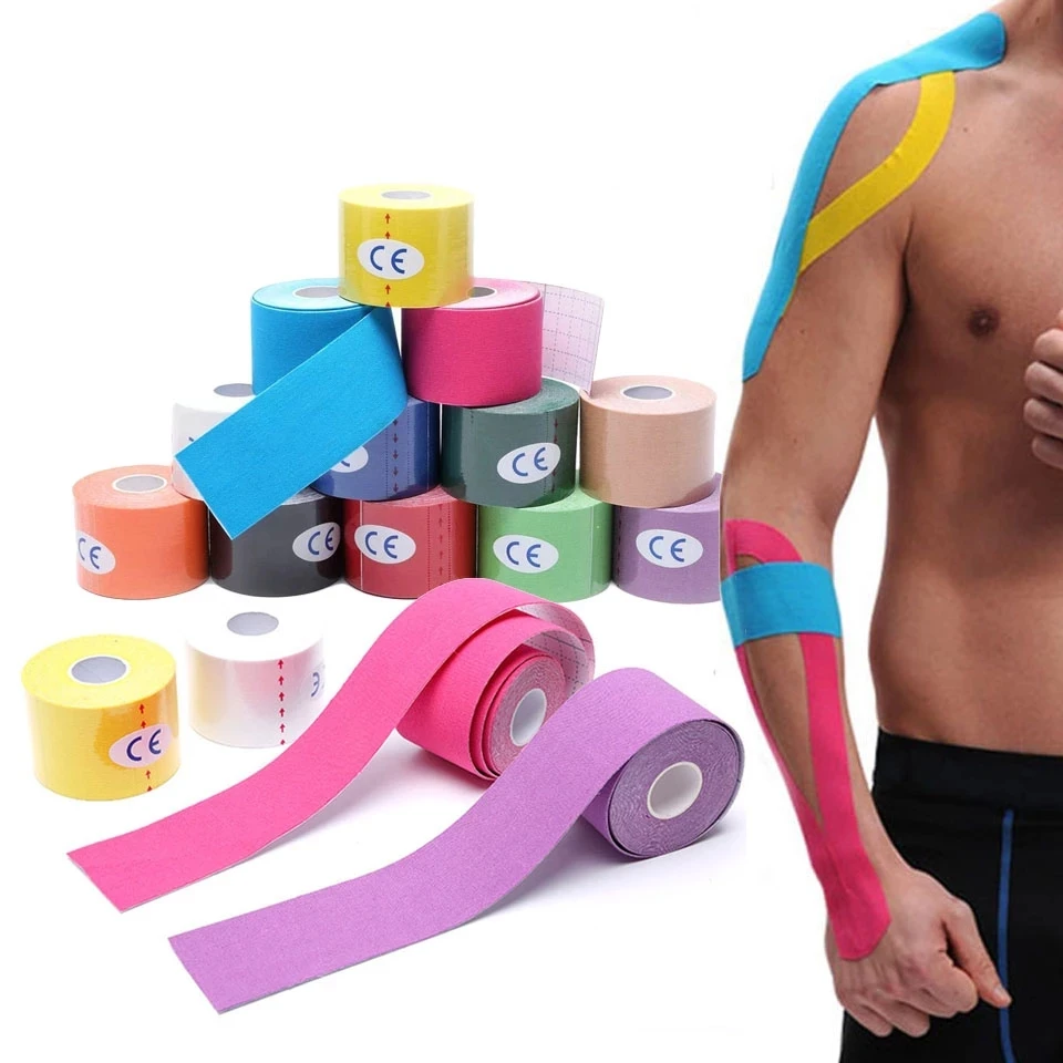 2021 New Kinesiology Tape Athletic Recovery Elastic Tape Kneepad Muscle Pain Relief Knee Pads Support for Gym Fitness Bandage