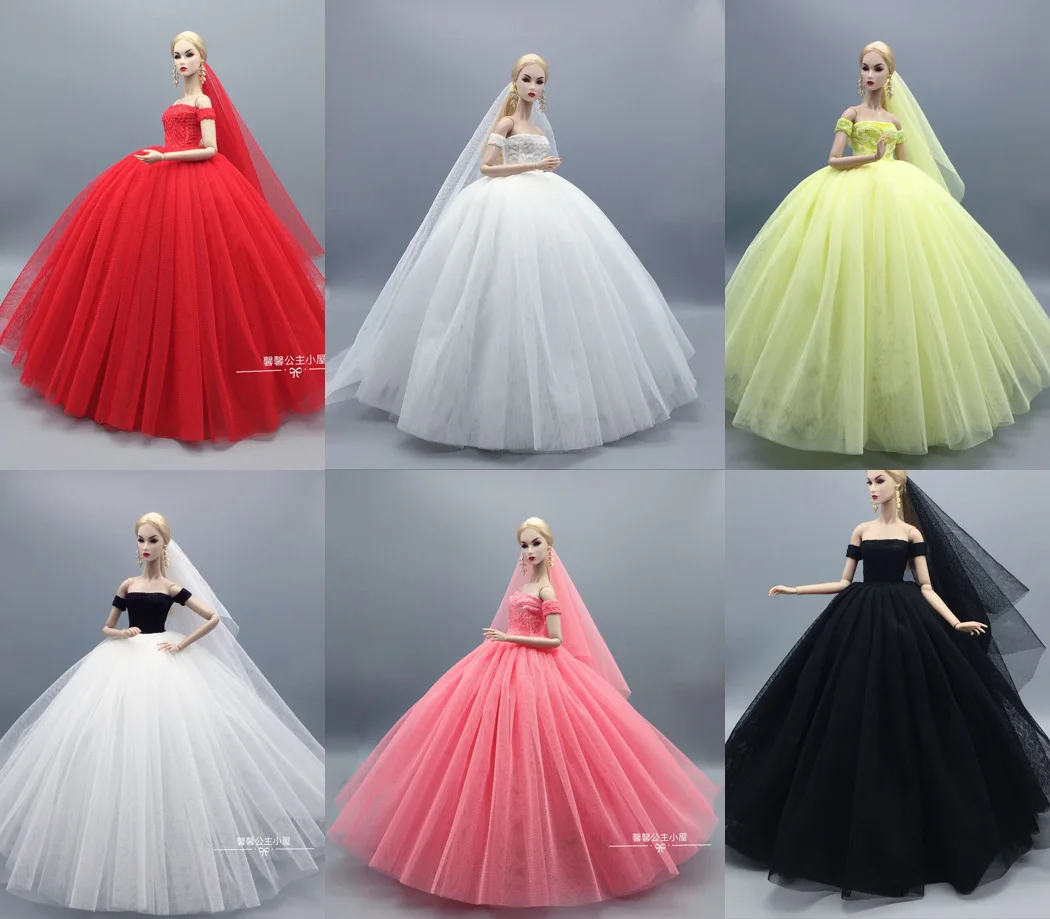 

Dress + Veil / Party Dress Evening Gown Bubble skirt Clothing Lace Outfit Accessories For 1/6 BJD Xinyi FR ST Barbie Doll
