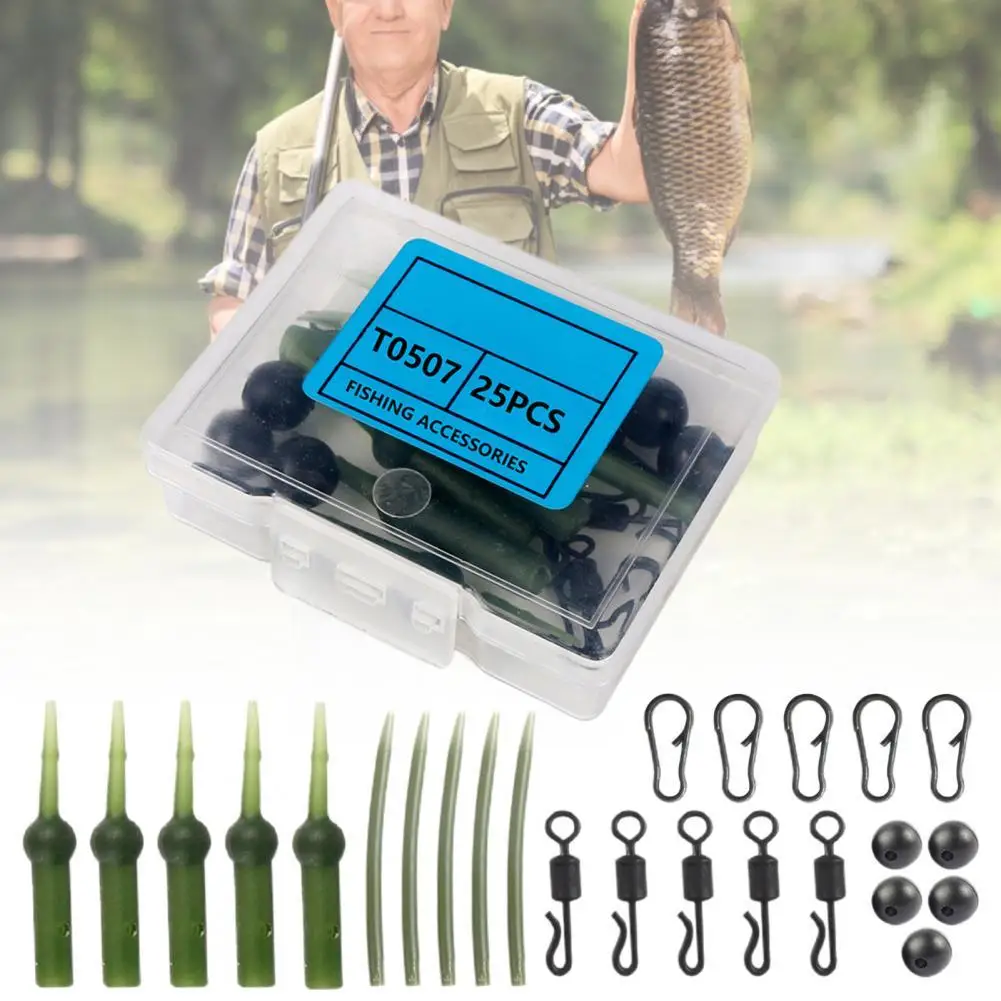 

25Pcs/Set Fishing Tail Hose Soft Various Shapes Plastic Carp Group Accessory Swivel Pin Hose for Outdoor Fishing Tail Hose