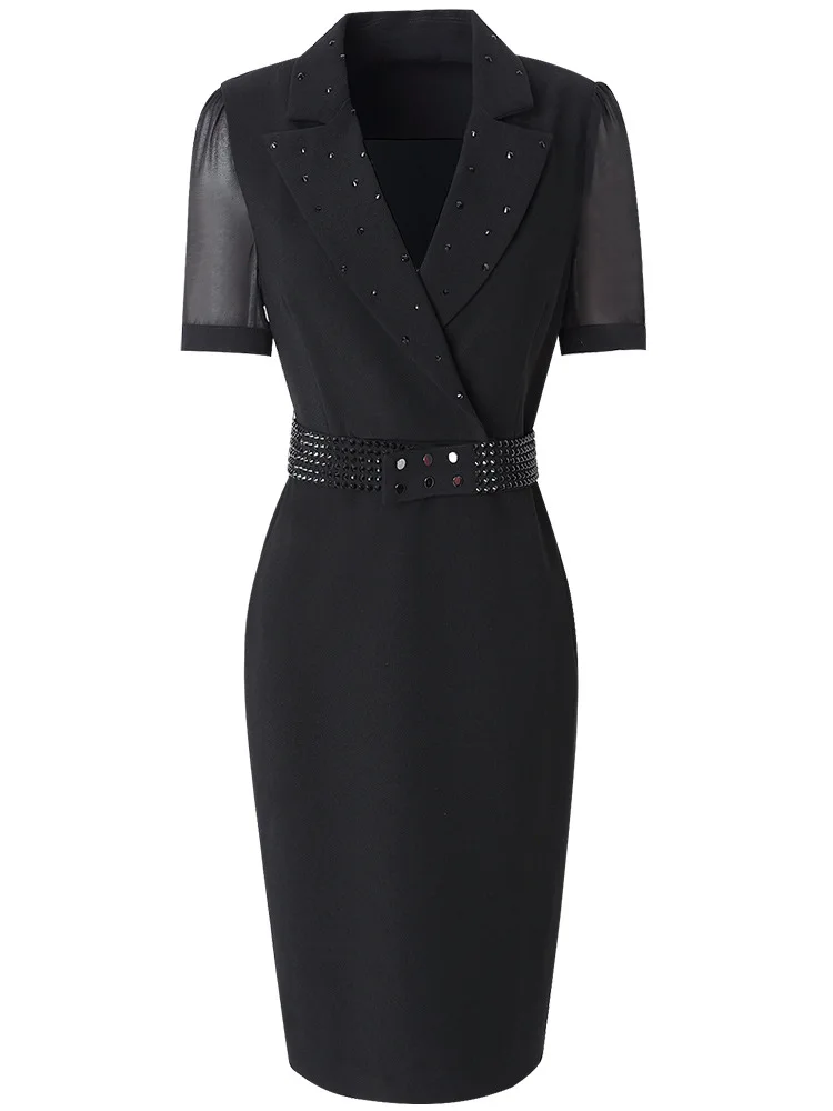 

2021 new Women Spring Office Lady dress sexy Party Dress Plus Size Vintage occupation summer Business affairs dresses with belt