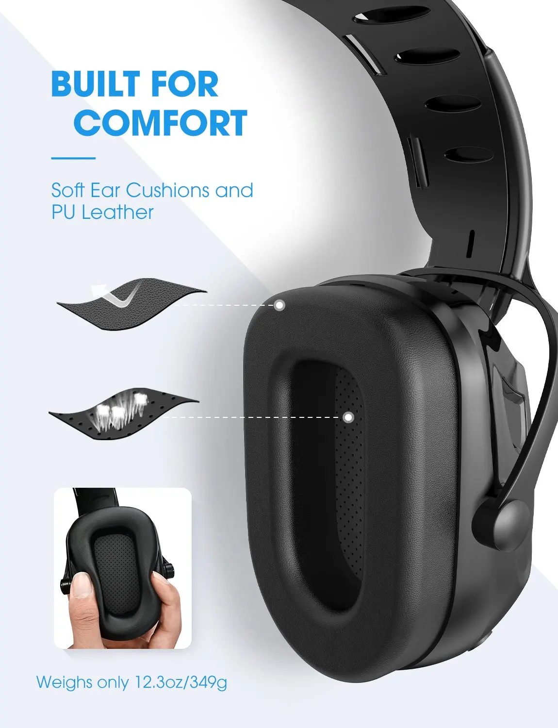 Улучшенные шумоподавляющие наушники Mpow с Bluetooth безопасные NRR 29 дБ/SNR 36 дБ