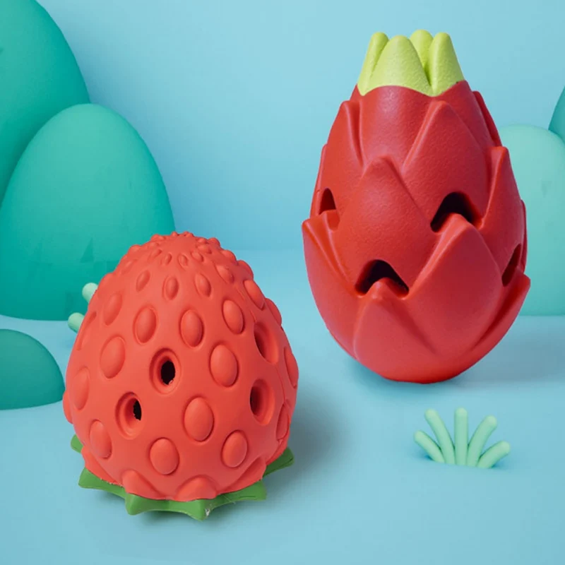 

Резиновая игрушка в форме фруктов для домашних животных, эластичная резиновая игрушка, устойчивая к укусам пищевой мяч, молярная жевательн...