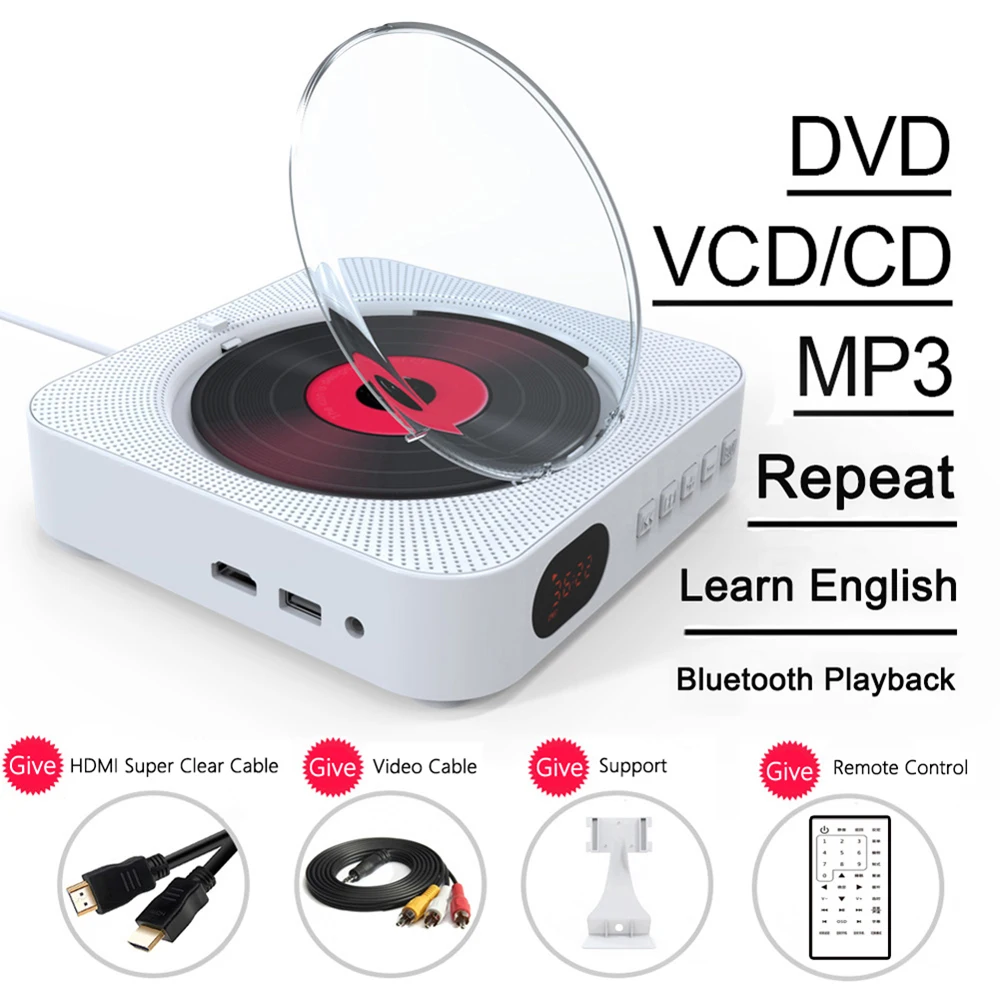 Портативный настенный CD DVD-плеер Bluetooth стерео аудио динамик беспроводной
