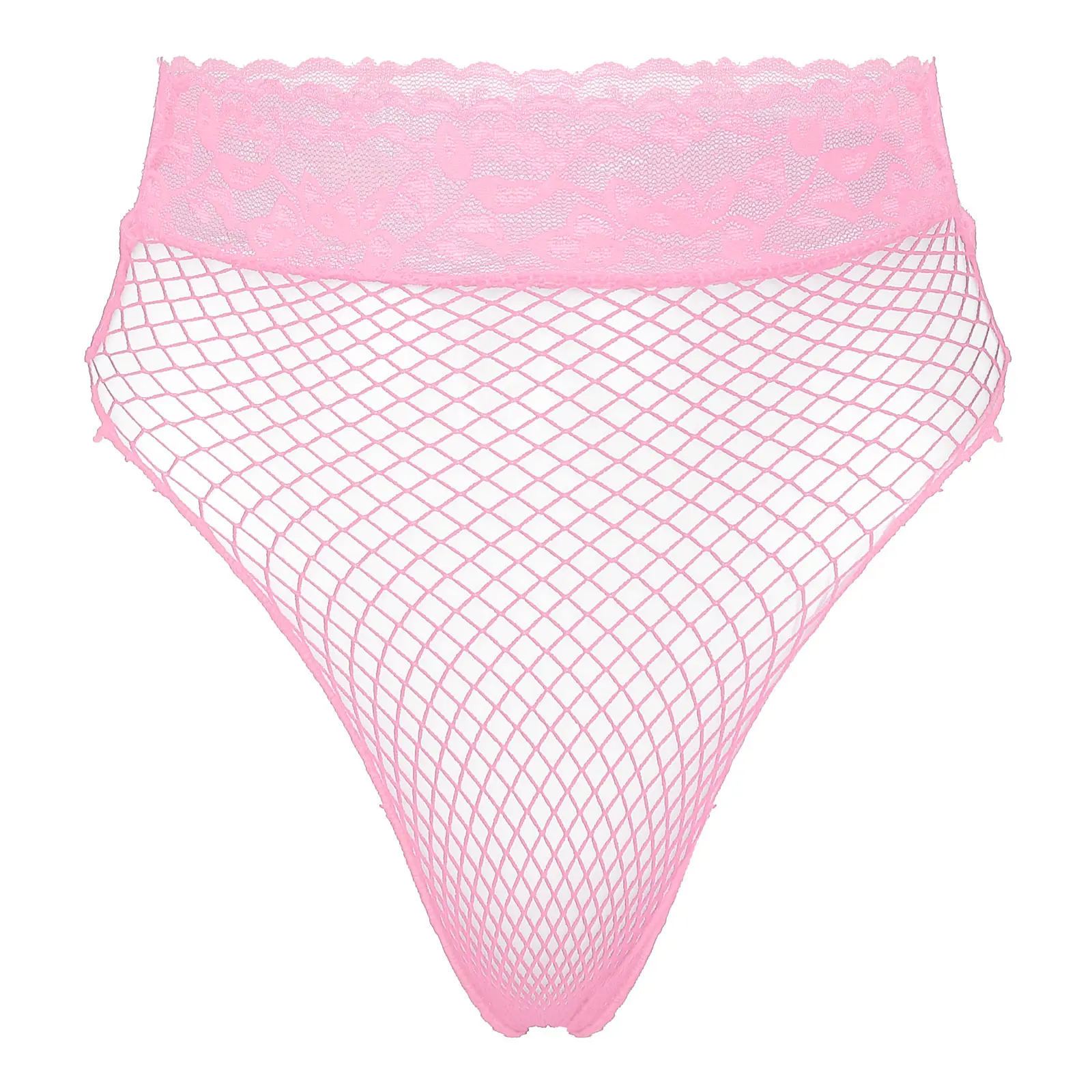 

Women Lace See-through Mesh Waistband Briefs Ladies Sexy Low Waist Hollow Out Fishnet Underpants Underwear